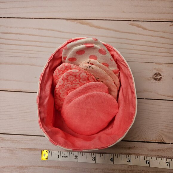 Pink and Polka dot Fabric basket with 8 Refillable Fabric Easter Eggs - Homemade - Picture 12 of 12